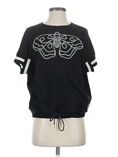 Pre-owned Desigual Short Sleeve Top Black Solid Pattern Crew Neck Tops