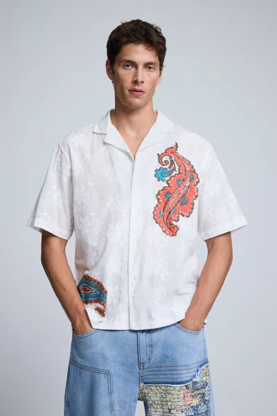 Desigual Short-sleeve Printed Shirt In White