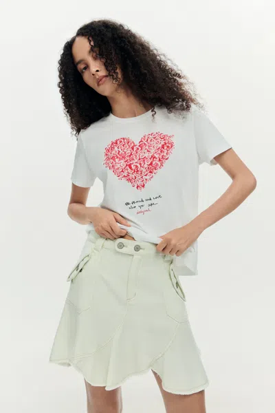 Desigual Short-sleeved Heart T-shirt In White