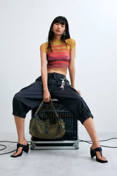 Desigual Short-sleeved High Neck Blouse In Multi