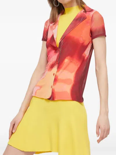 Desigual Short-sleeved Printed Blouse In Red