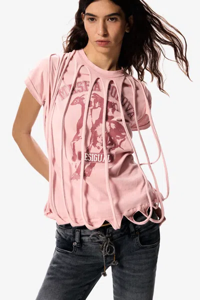 Desigual Short-sleeved T-shirt Masha Popova In Pink