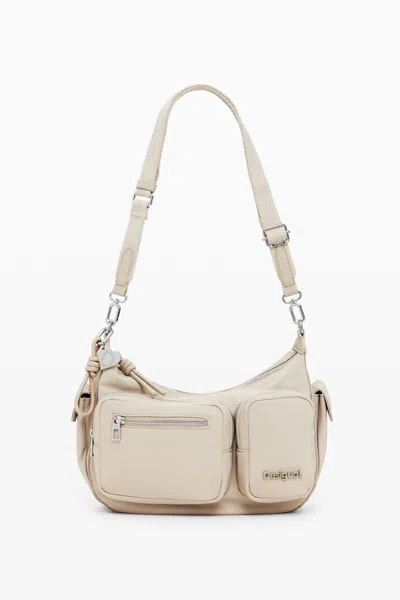 Desigual Shoulder Bag With Pockets In White