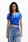 Desigual Signal Print T-shirt In Blue