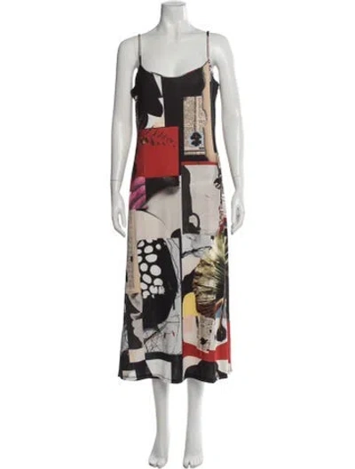 Pre-owned Desigual Silk Long Dress W/ Tags In Neutral