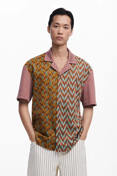 Desigual Sixties Jacquard Shirt In Brown