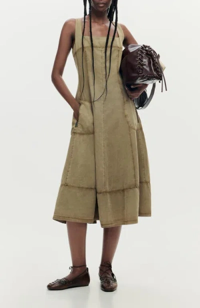 Desigual Sleeveless Denim A-line Dress In Nude