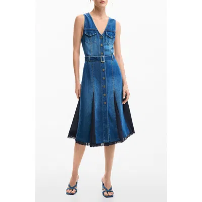 Desigual Sleeveless Denim Dress In Blue