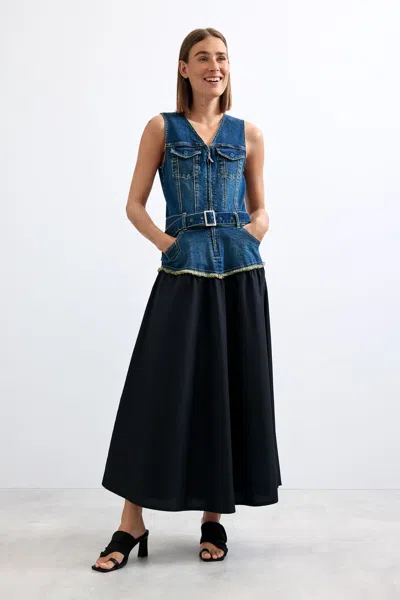 Desigual Sleeveless Denim Dress In Blue