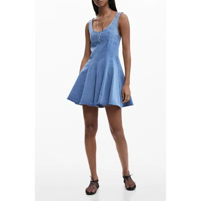 Desigual Sleeveless Denim Midi Dress In Blue