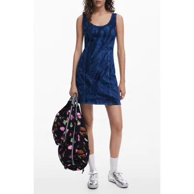 Desigual Sleeveless Denim Minidress In Blue