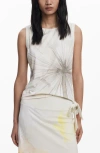 Desigual Sleeveless Floral Top In Animal Print