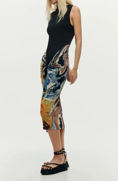 Desigual Sleeveless Midi Dress In Black