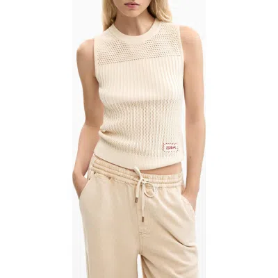 Desigual Sleeveless Sweater In White