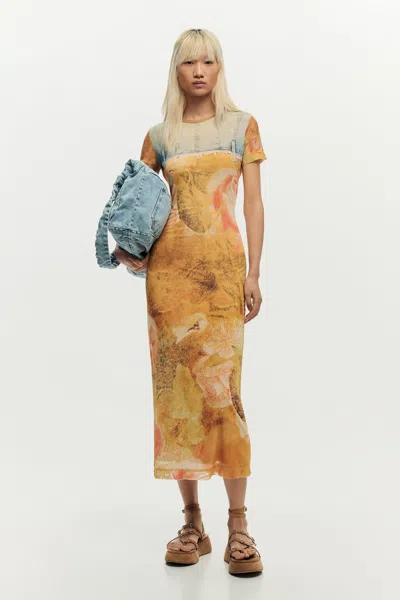 Desigual Slim Hybrid Dress In Yellow