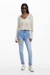 Desigual Slim Jeans With Patches In Blue