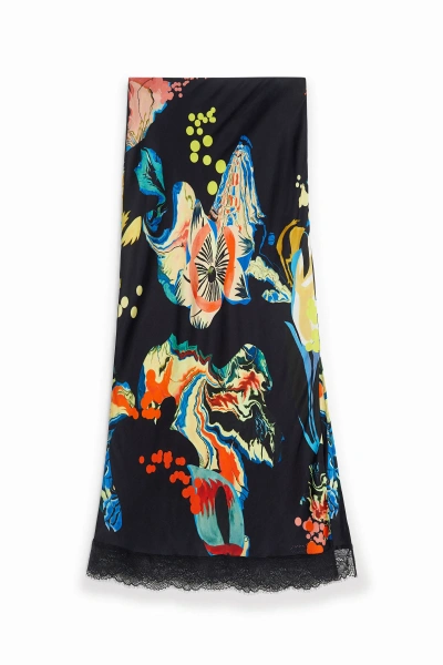 Desigual Slim Midi-skirt Print In Black