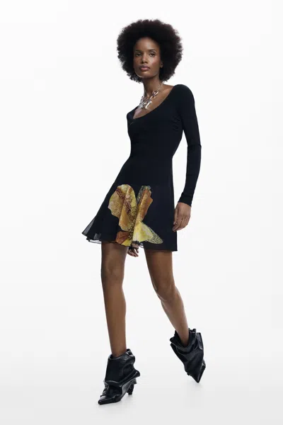 Desigual Slim Orchid Dress In Black