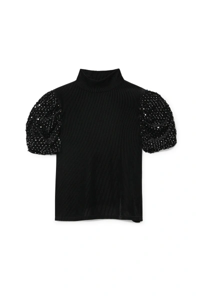 Desigual Slim T-shirt Puffed Sleeve In Black