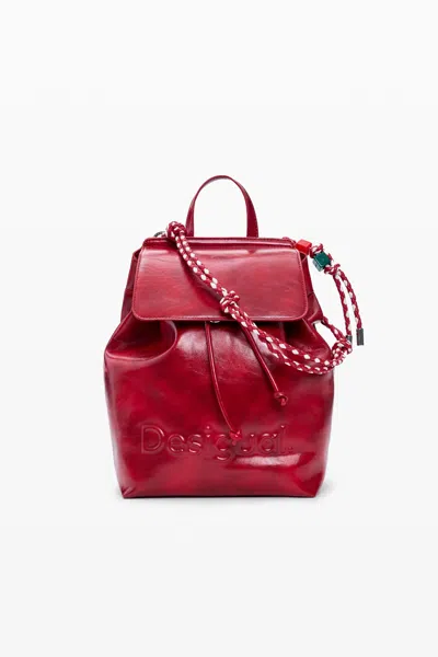 Desigual Small Backpack Logo In Red