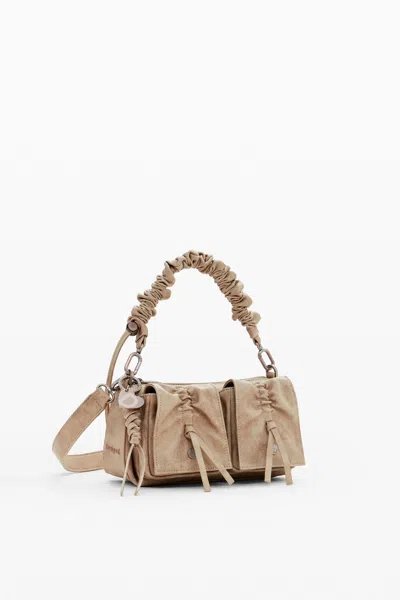 Desigual Small Bag With Bow Pockets In Neutral