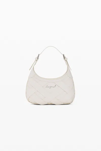 Desigual Small Braided Logo Bag In White