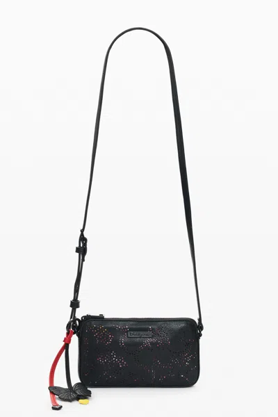 Desigual Small Charm Crossbody Purse In Black
