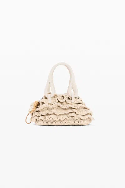 Desigual Small Crochet Flower Bag In Neutral