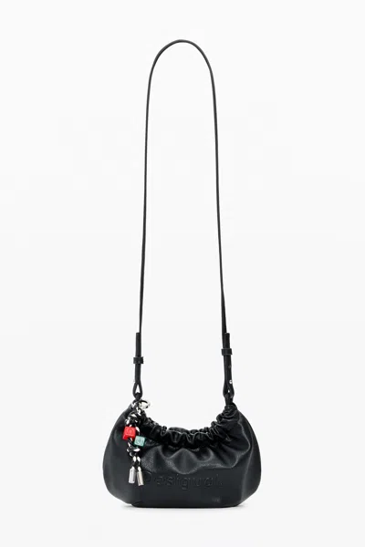 Desigual Small Crossbody Charms Wallet In Black