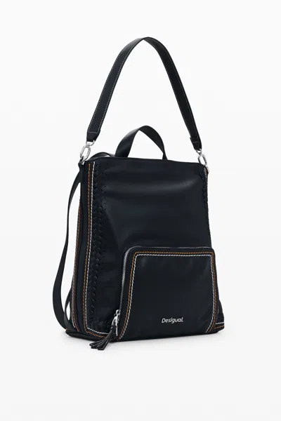 Desigual Small Denim Backpack In Black