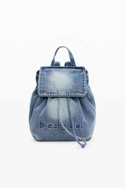 Desigual Small Denim Charms Backpack In Blue