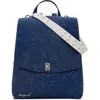 Desigual Small Embossed Faux Leather Flap Backpack In Blue