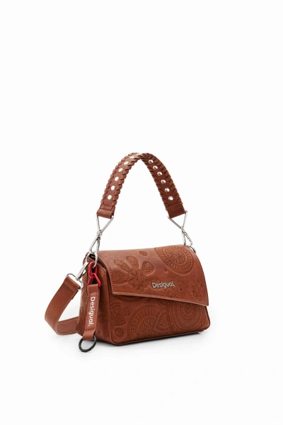 Desigual Small Embroidered Bag In Brown