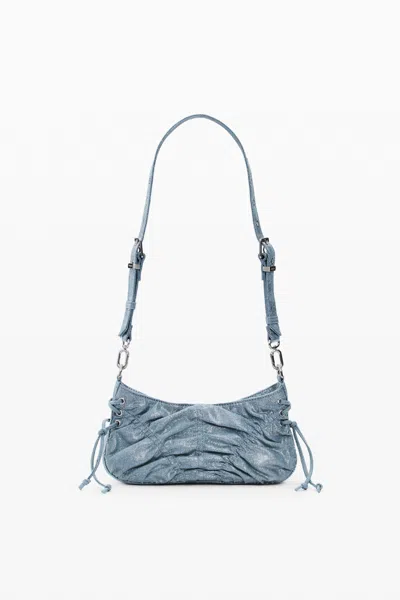 Desigual Small Gathered Denim Bag In Blue