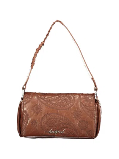 Desigual Small Paisley-embroidered Braided-strap Crossbody Bag In Brown
