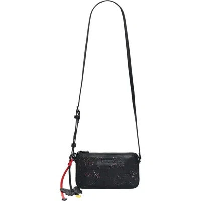 Desigual Small Peforated Faux Leather Crossbody Bag In Black