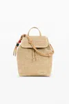 Desigual Small Raffia Backpack Charms In Neutral