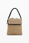 Desigual Small Raffia Backpack In White
