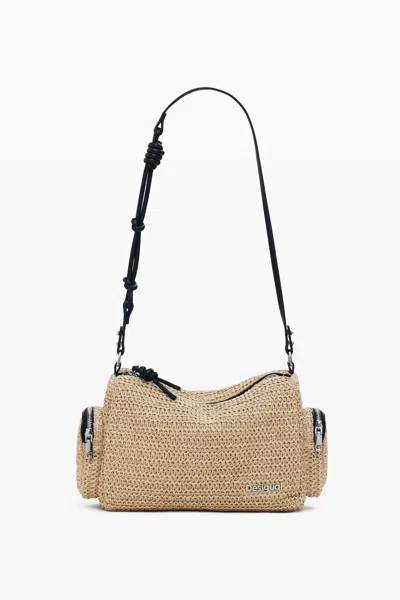 Desigual Small Raffia Bag In White