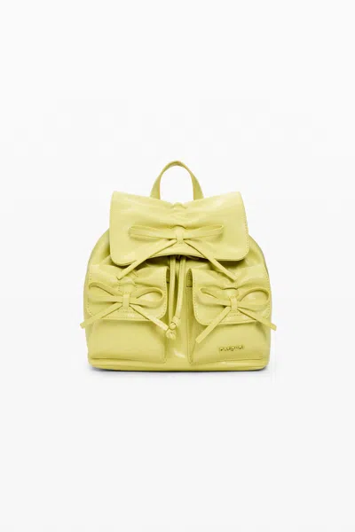Desigual Small Shiny Bow Backpack In Yellow