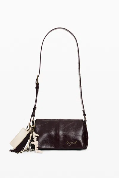 Desigual Small Shiny Crossbody Bag In Brown