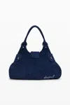 Desigual Small Woven Leather Bag In Blue