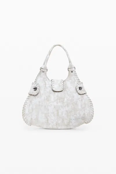 Desigual Small Woven Leather Bag In Brown