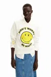 Desigual Smiley Originals ® Strass Sweatshirt In White