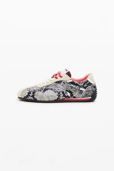 Desigual Snake Print Sneakers In White