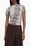 Desigual Animal Print T-shirt In Beige