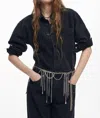 Desigual Sparkle Denim Shirt In Black In Black