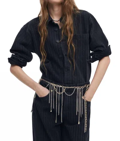 Desigual Sparkle Denim Shirt In Black