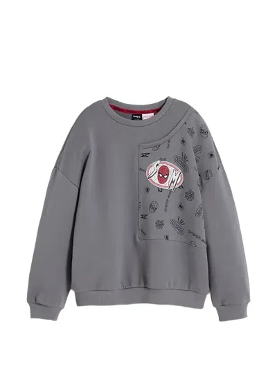 Desigual Kids' Spider-man Graphic Sweatshirt In Gray