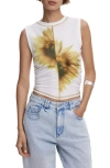 Desigual Split Floral Tank In White